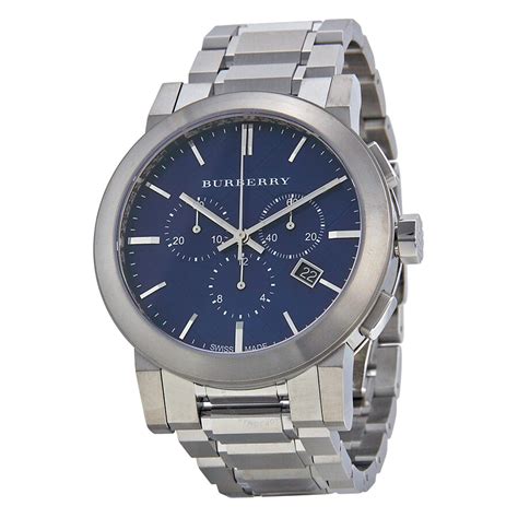 Burberry Chronograph Blue Dial Stainless Steel Men's 